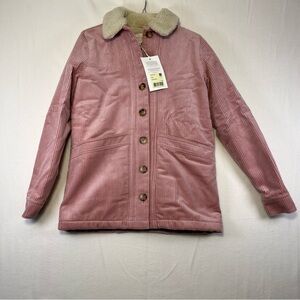 Pink corduroy Sezane will jacket with shearling collar size xxs